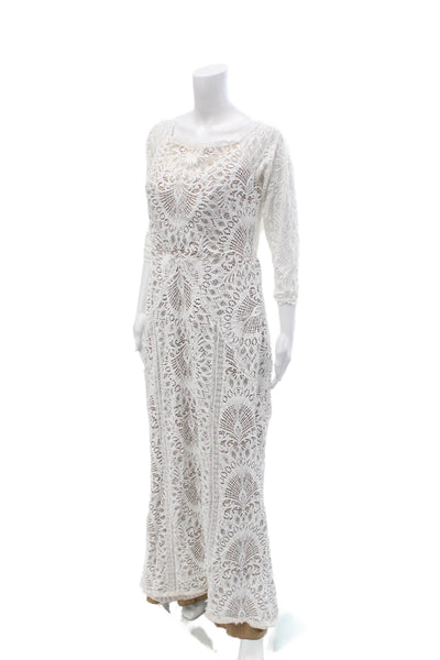 Grace Loves Lace Women Maxi Dress White 3/4 Sleeve Bohemian Size 3XL