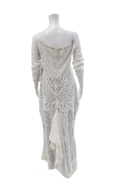 Grace Loves Lace Women Maxi Dress White 3/4 Sleeve Bohemian Size 3XL