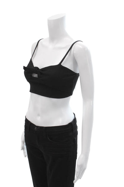 Intimately Free People Womens Cropped Tank Black 90s Solid Tie Size XS