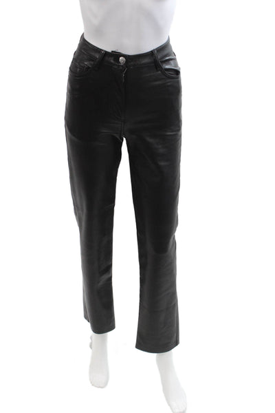 Wilfred Women Cropped Biker Pants Black Petite Polyurethane Button Size 00