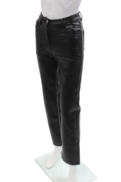 Wilfred Women Cropped Biker Pants Black Petite Polyurethane Button Size 00