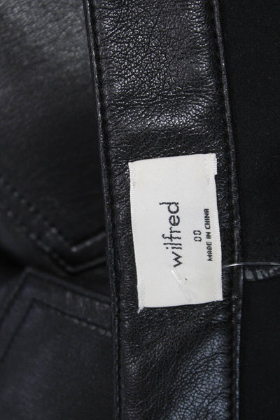 Wilfred Women Cropped Biker Pants Black Petite Polyurethane Button Size 00