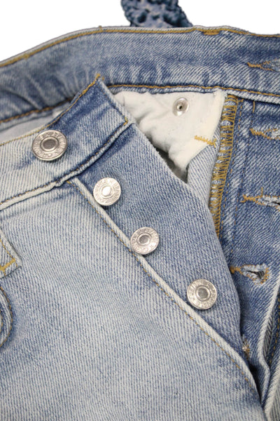 Re/Done Womens Cropped Straight Jeans Light Blue High Rise Size 24