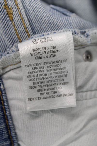Re/Done Womens Cropped Straight Jeans Light Blue High Rise Size 24