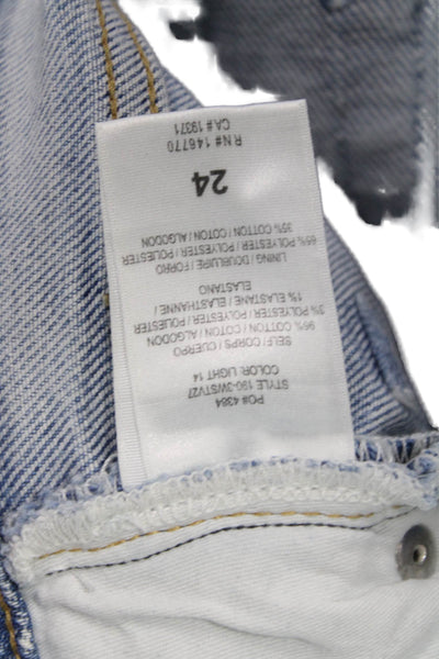 Re/Done Womens Cropped Straight Jeans Light Blue High Rise Size 24