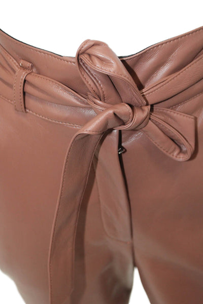 Babaton Womens Ankle Cropped Paperbag Pants Brown 100% Polyurethane Size 00