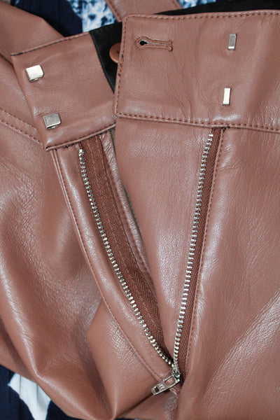 Babaton Womens Ankle Cropped Paperbag Pants Brown 100% Polyurethane Size 00