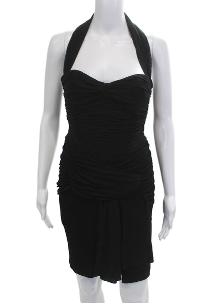 Vicky Tiel Womens Black Bodycon Dress Sleeveless Knee Designer Size 38