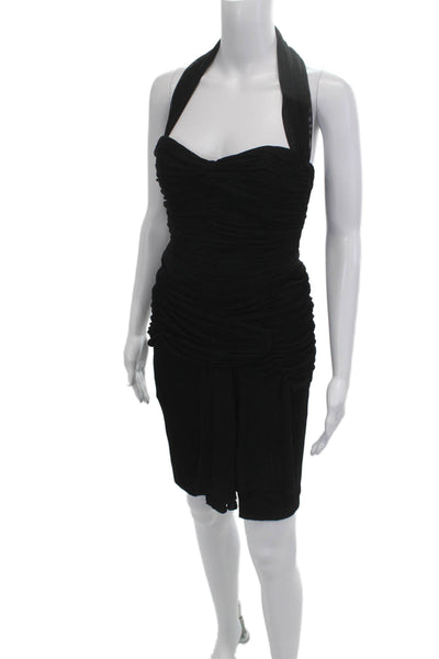 Vicky Tiel Womens Black Bodycon Dress Sleeveless Knee Designer Size 38