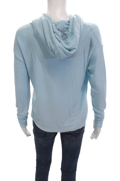 Chaser Womens Pullover Hoodie Light Blue Drawstring Ski Graphic Size S