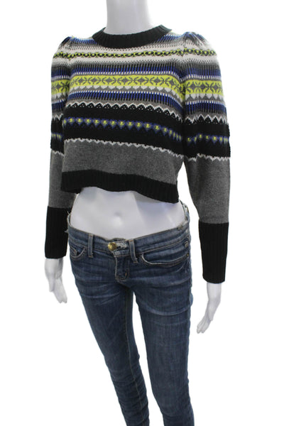 Zara Unisex Black Fair Isle Crew Neck Pullover Sweater Long Sleeve Size S