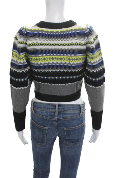 Zara Unisex Black Fair Isle Crew Neck Pullover Sweater Long Sleeve Size S