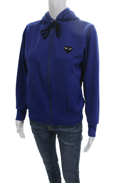 Play Comme Des Garcons Unisex Full-Zip Hoodie Blue Graphic Size M