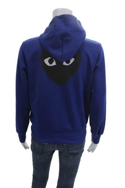 Play Comme Des Garcons Unisex Full-Zip Hoodie Blue Graphic Size M