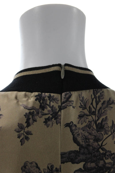 Paola Zuin Women Maxi Dress Beige Silk Crew Neck Long Sleeve Zip Size 40