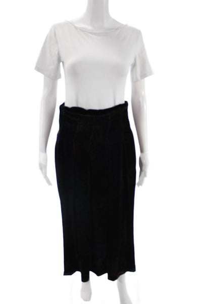 Paola Zuin Womens Pleated Maxi Skirt Black Viscose Silk Size 40