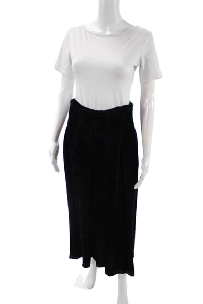 Paola Zuin Womens Pleated Maxi Skirt Black Viscose Silk Size 40