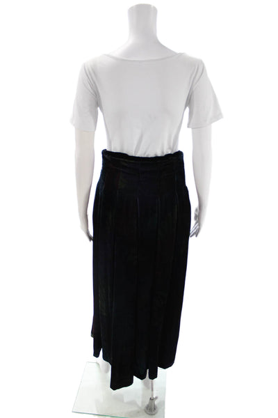 Paola Zuin Womens Pleated Maxi Skirt Black Viscose Silk Size 40