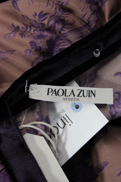 Paola Zuin Womens Peasant Mini Silk Floral Skirt Brown Size 40