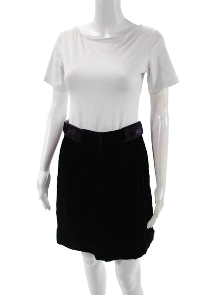 Paola Zuin Women Mini Tulip Skirt Black Viscose Cupro Blend Size 40