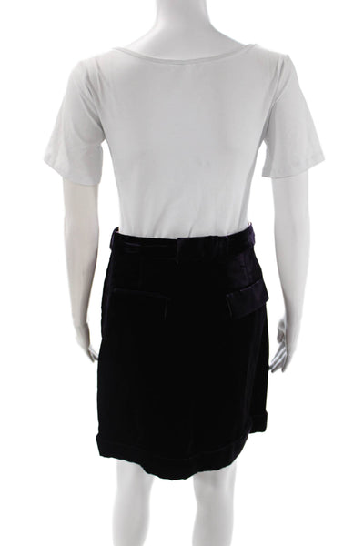 Paola Zuin Women Mini Tulip Skirt Black Viscose Cupro Blend Size 40