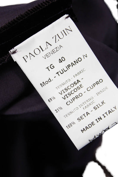 Paola Zuin Women Mini Tulip Skirt Black Viscose Cupro Blend Size 40