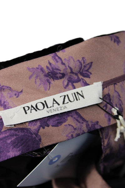 Paola Zuin Women Mini Tulip Skirt Black Viscose Cupro Blend Size 40