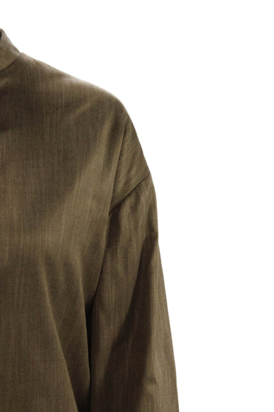 QL2 Unisex 2 Piece Suit Jacket Pants Brown Viscose Bamboo Mock Neck Size 42