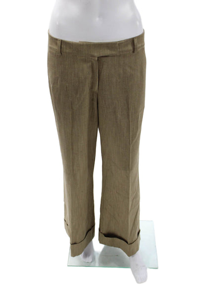 QL2 Unisex 2 Piece Suit Jacket Pants Brown Viscose Bamboo Mock Neck Size 42