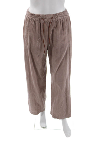 QL2 Unisex Bohemian Striped Cotton Sweatpants Brown Drawstring Size 42