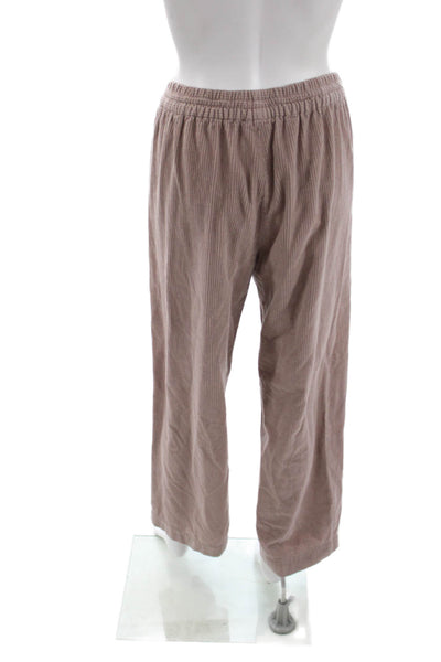 QL2 Unisex Bohemian Striped Cotton Sweatpants Brown Drawstring Size 42