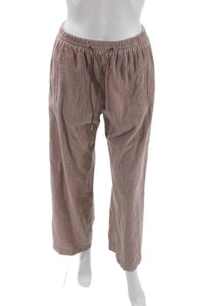 QL2 Unisex Sweatpants Beige Striped Drawstring 100% Cotton Bohemian Size 42