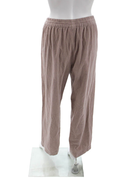 QL2 Unisex Sweatpants Beige Striped Drawstring 100% Cotton Bohemian Size 42