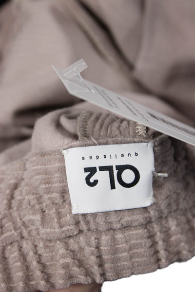 QL2 Unisex Sweatpants Beige Striped Drawstring 100% Cotton Bohemian Size 42