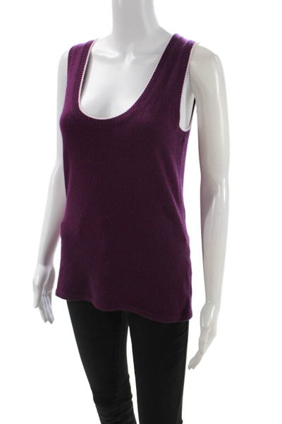 Paola Zuin Women Basic Purple Wool Cashmere Tank Size S