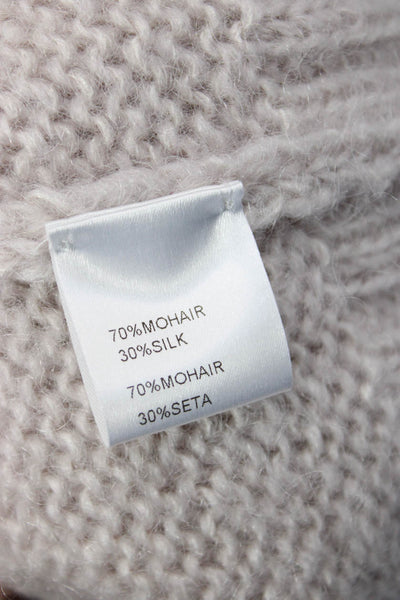 Paola Zuin Unisex Beige Designer Mohair Silk Cardigan Long Sleeve Size L