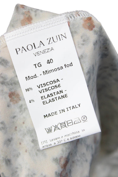 Paola Zuin Women Beige Silk Floral Camisole Size 40