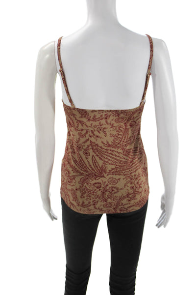 Paola Zuin Womens Paisley Collared Camisole Blouse Beige Viscose Size 40