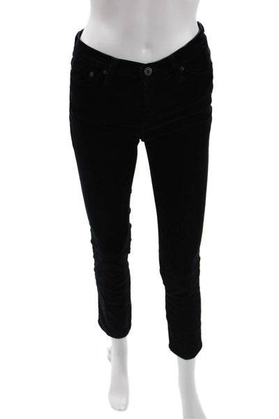 AG Adriano Goldschmied Women Black Cropped Skinny Jeans 27in Size 25