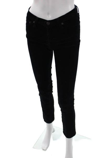 AG Adriano Goldschmied Women Black Cropped Skinny Jeans 27in Size 25