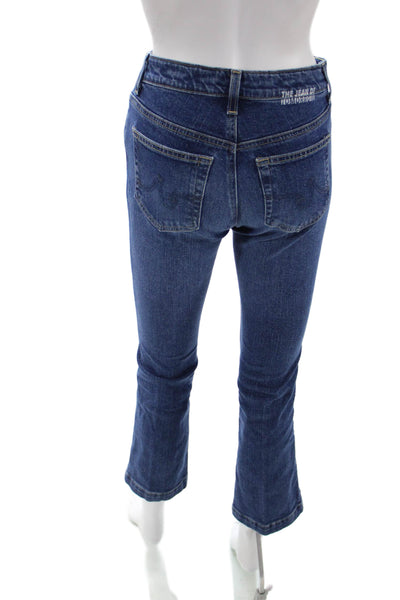 Adriano Goldschmied Women Dark Blue Bootcut Cropped Jeans Button Size 23