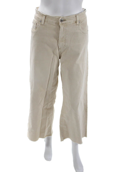 AG Adriano Goldschmied Womens Cropped Beige High Rise Jeans Size 30