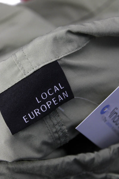 Local European Unisex Cargo Windbreaker Pants Green Drawstring Army Size 30