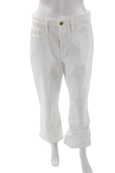 Frame Womens Cropped High Rise White Jeans Button Fly Size 29