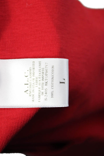 ALC Womens Cropped Basic Tank Red 100% Cotton Round Neck Sleeveless Size L