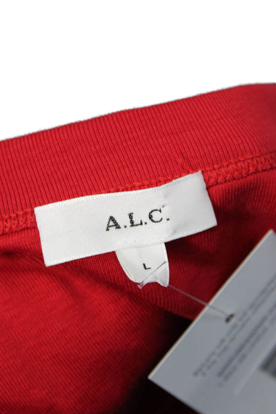 ALC Womens Cropped Basic Tank Red 100% Cotton Round Neck Sleeveless Size L