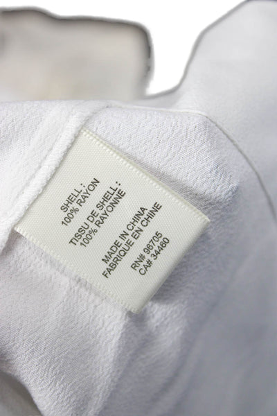Rebecca Taylor Women White V-Neck Short Sleeve Bohemian Rayon Blouse Size 0