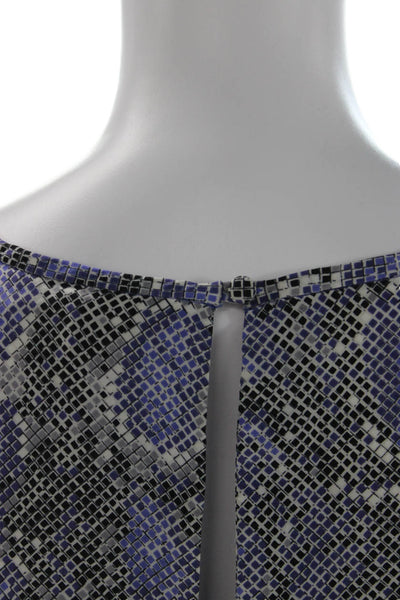 Joie Women Black Silk Snake Print Short Sleeve Round Neck Button Blouse Size XS