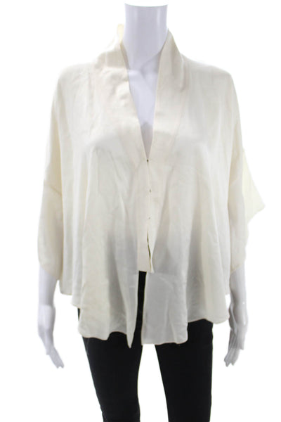 Elizabeth & James Women Kimono Silk Blouse Long Sleeve White Size XS