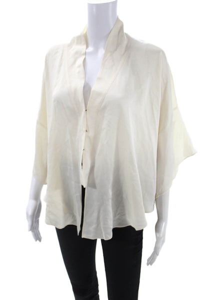 Elizabeth & James Women Kimono Silk Blouse Long Sleeve White Size XS